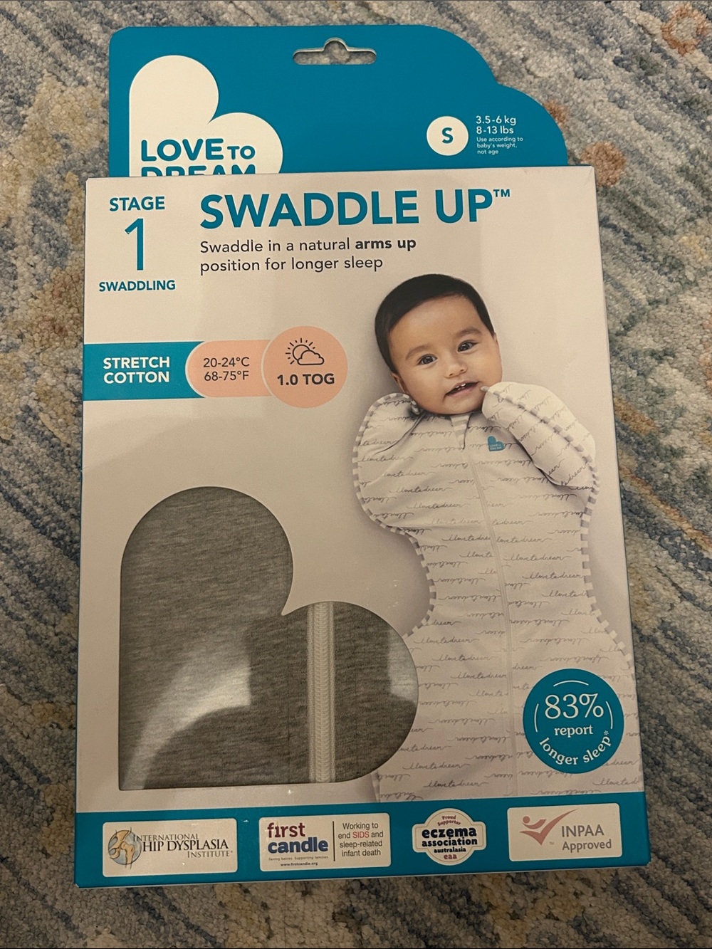 Love to Dream Swaddle Up - Teal & White Packaging